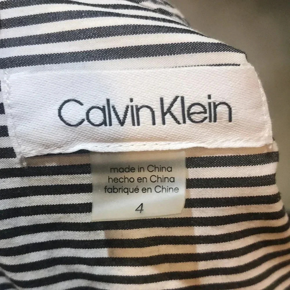 Calvin Klein Striped Wrap Midi Dress with Layered Bell Sleeves-Size 4 - Picture 11 of 11